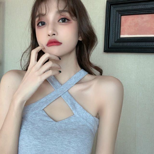 タンクトップ レディース スポーツ おしゃれ キャミソール インナー 大きいサイズ 3色 ショートVネック 無地 トップス ダンス 40代 | ブランド登録なし | 10