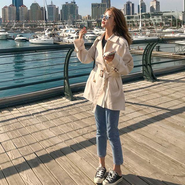 トレンチコート レディース スプリングコート チェスターコート 2色 大きいサイズ アウター ダブル おしゃれ きれいめ ベルト付き 春 秋 20代 30代 40代 50代 | ブランド登録なし | 02