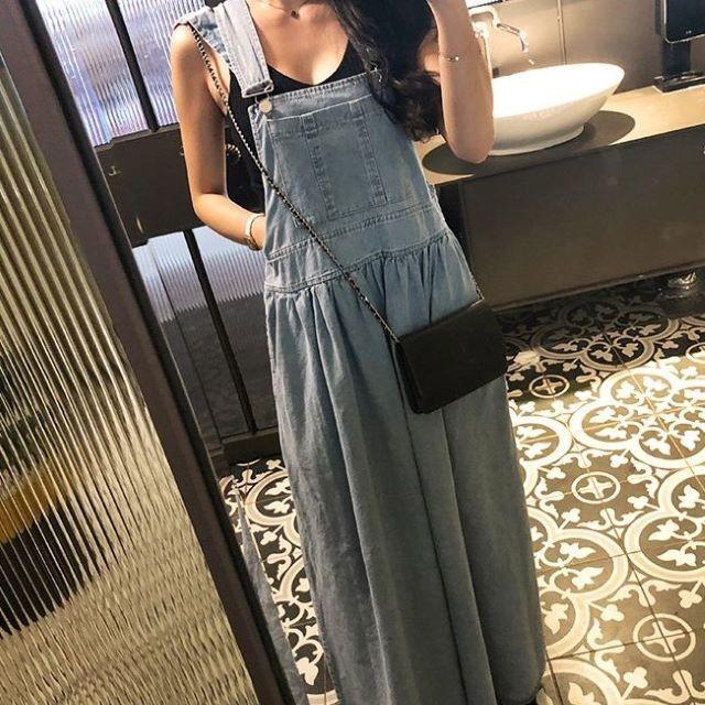 デニムサロペット オーバーオール レディース ロングワンピース マキシ ジャンパースカート ポケット付き ゆったり 体型カバー 着痩せ | ブランド登録なし | 14