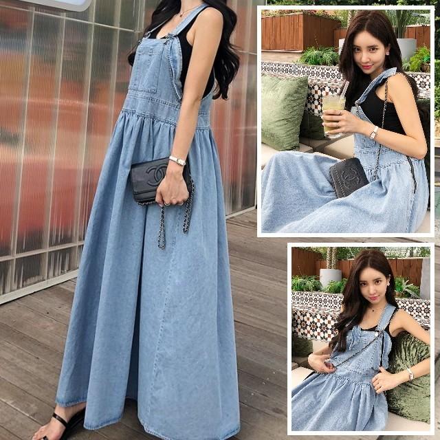 デニムサロペット オーバーオール レディース ロングワンピース マキシ ジャンパースカート ポケット付き ゆったり 体型カバー 着痩せ | ブランド登録なし | 15