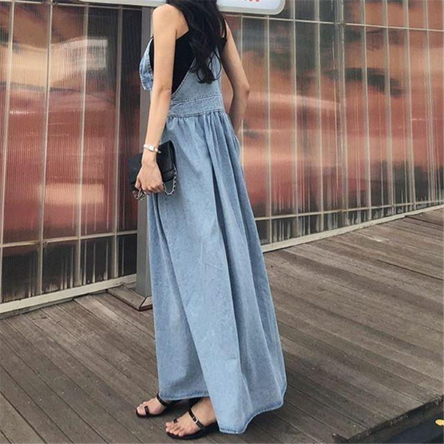 デニムサロペット オーバーオール レディース ロングワンピース マキシ ジャンパースカート ポケット付き ゆったり 体型カバー 着痩せ | ブランド登録なし | 04