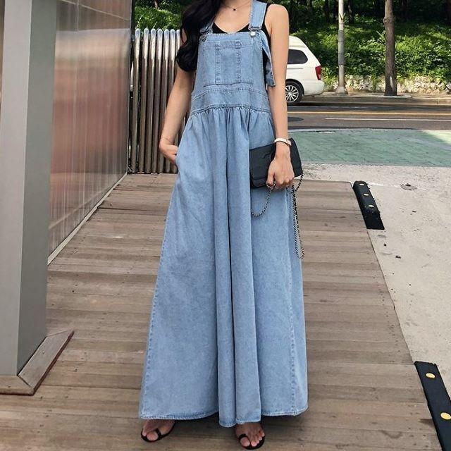 デニムサロペット オーバーオール レディース ロングワンピース マキシ ジャンパースカート ポケット付き ゆったり 体型カバー 着痩せ | ブランド登録なし | 06
