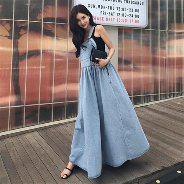 デニムサロペット オーバーオール レディース ロングワンピース マキシ ジャンパースカート ポケット付き ゆったり 体型カバー 着痩せ | ブランド登録なし | 07