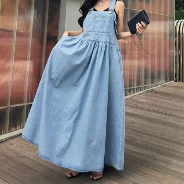デニムサロペット オーバーオール レディース ロングワンピース マキシ ジャンパースカート ポケット付き ゆったり 体型カバー 着痩せ | ブランド登録なし | 08