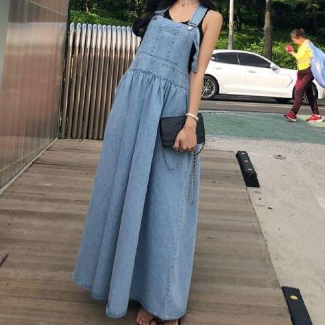 デニムサロペット オーバーオール レディース ロングワンピース マキシ ジャンパースカート ポケット付き ゆったり 体型カバー 着痩せ | ブランド登録なし | 09