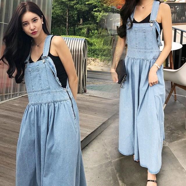 デニムサロペット オーバーオール レディース ロングワンピース マキシ ジャンパースカート ポケット付き ゆったり 体型カバー 着痩せ | ブランド登録なし | 10