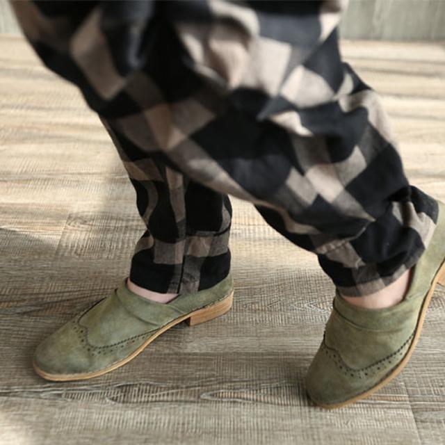 サルエルパンツ レディース ロング 春 夏 秋 黒 ボトムス ウエストゴム ゆったり 大きいサイズ チェック柄 コットン リネン | ブランド登録なし | 12