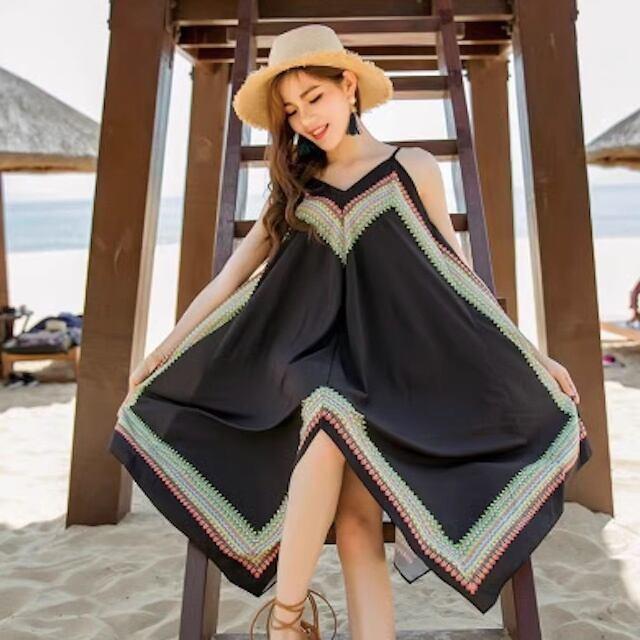 キャミソールワンピ レディース ゆったり 春夏 Vネック ロングワンピース キャミワンピリゾートワンピース 海旅行 セクシー S M L XL | ブランド登録なし | 12