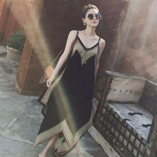 キャミソールワンピ レディース ゆったり 春夏 Vネック ロングワンピース キャミワンピリゾートワンピース 海旅行 セクシー S M L XL | ブランド登録なし | 04