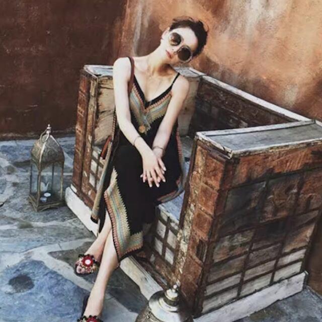 キャミソールワンピ レディース ゆったり 春夏 Vネック ロングワンピース キャミワンピリゾートワンピース 海旅行 セクシー S M L XL | ブランド登録なし | 06