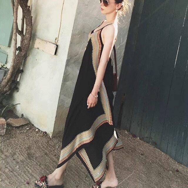 キャミソールワンピ レディース ゆったり 春夏 Vネック ロングワンピース キャミワンピリゾートワンピース 海旅行 セクシー S M L XL | ブランド登録なし | 08