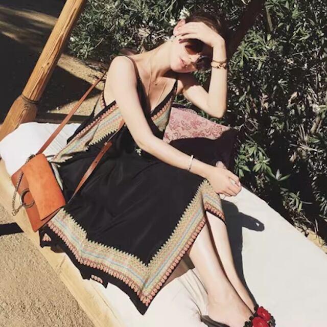 キャミソールワンピ レディース ゆったり 春夏 Vネック ロングワンピース キャミワンピリゾートワンピース 海旅行 セクシー S M L XL | ブランド登録なし | 09