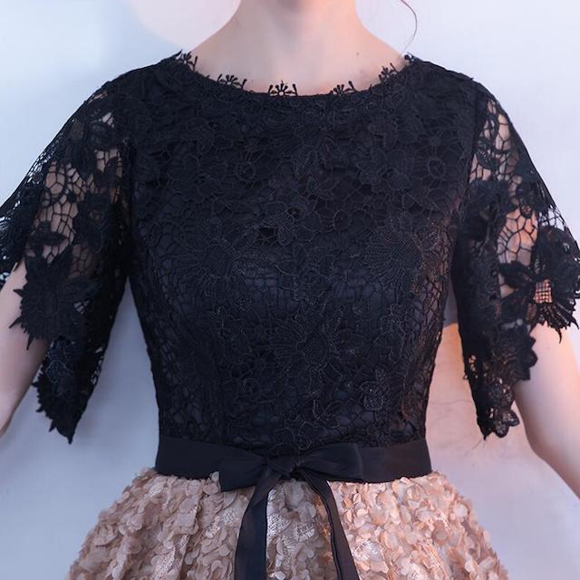 パーティドレス 結婚式 レディース 20代 30代 半袖 花柄 刺繍 レース ひざ丈 大きいサイズ Aライン 春 夏 秋 冬 きれいめ