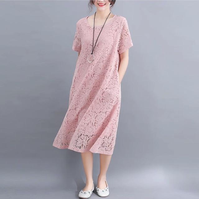 ワンピース 総レース レディース ロング 半袖 シースルー袖 結婚式 二次会 フォーマル 20代 30代 40代 黒 送料無料 | ブランド登録なし | 21