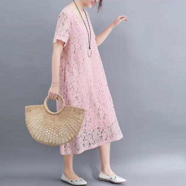 ワンピース 総レース レディース ロング 半袖 シースルー袖 結婚式 二次会 フォーマル 20代 30代 40代 黒 送料無料 | ブランド登録なし | 22