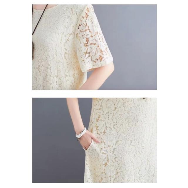 ワンピース 総レース レディース ロング 半袖 シースルー袖 結婚式 二次会 フォーマル 20代 30代 40代 黒 送料無料 | ブランド登録なし | 25