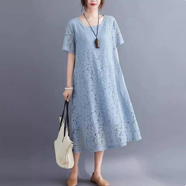 ワンピース 総レース レディース ロング 半袖 シースルー袖 結婚式 二次会 フォーマル 20代 30代 40代 黒 送料無料 | ブランド登録なし | 08