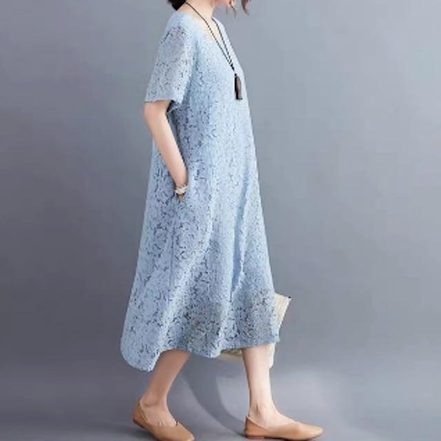 ワンピース 総レース レディース ロング 半袖 シースルー袖 結婚式 二次会 フォーマル 20代 30代 40代 黒 送料無料 | ブランド登録なし | 09