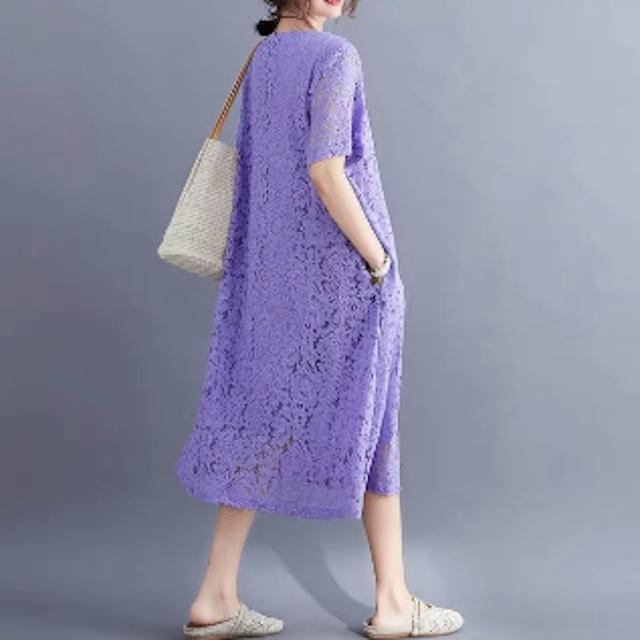 ワンピース 総レース レディース ロング 半袖 シースルー袖 結婚式 二次会 フォーマル 20代 30代 40代 黒 送料無料 | ブランド登録なし | 12