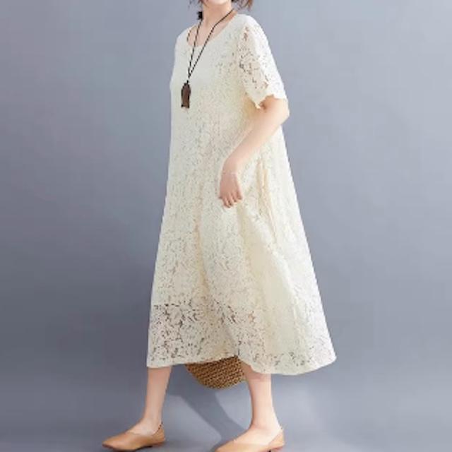 ワンピース 総レース レディース ロング 半袖 シースルー袖 結婚式 二次会 フォーマル 20代 30代 40代 黒 送料無料 | ブランド登録なし | 14