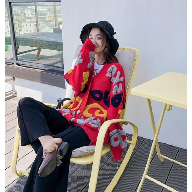 カーディガン レディース 10代20代30代40代 アウター コーディガン BIGロゴ もこもこ 羽織 防寒 厚手 柄物 大きめ ゆったり 通勤 カジュアル 秋冬 | ブランド登録なし | 11