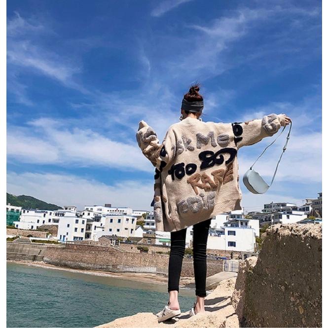 カーディガン レディース 10代20代30代40代 アウター コーディガン BIGロゴ もこもこ 羽織 防寒 厚手 柄物 大きめ ゆったり 通勤 カジュアル 秋冬 | ブランド登録なし | 05