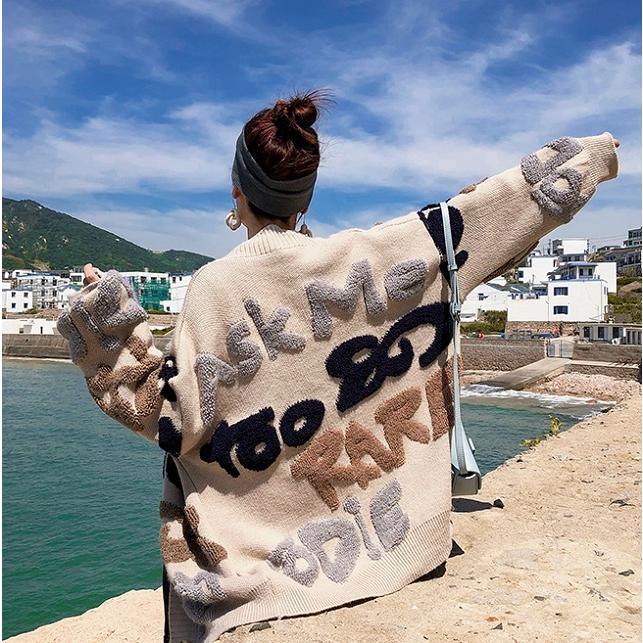 カーディガン レディース 10代20代30代40代 アウター コーディガン BIGロゴ もこもこ 羽織 防寒 厚手 柄物 大きめ ゆったり 通勤 カジュアル 秋冬 | ブランド登録なし | 08