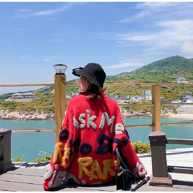 カーディガン レディース 10代20代30代40代 アウター コーディガン BIGロゴ もこもこ 羽織 防寒 厚手 柄物 大きめ ゆったり 通勤 カジュアル 秋冬 | ブランド登録なし | 10