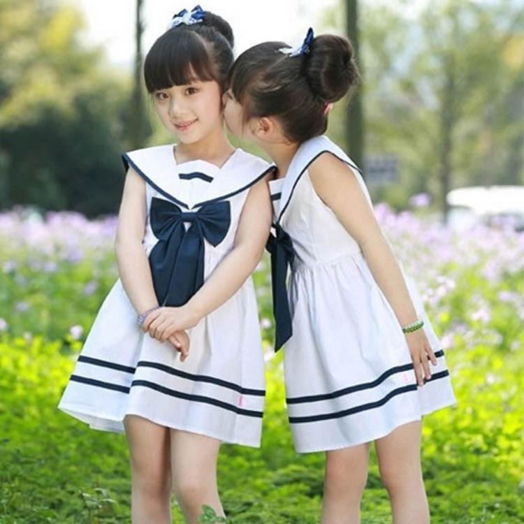 送料無料 モノトーンセーラー子どもドレス子供セーラー服ワンピースリボンワンピース子供ドレス半袖 Cttt Lovers 通販 Yahoo ショッピング