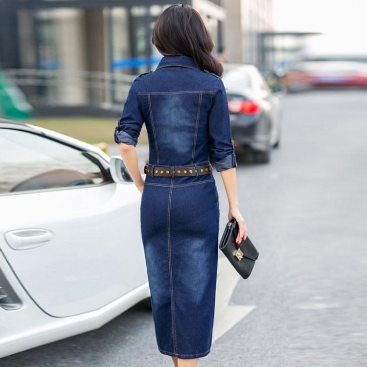 デニムワンピース タイトワンピース シャツワンピース ベルト付き レディース ストレッチ 長袖タイトデニムワンピース デニムシャツ ロング丈 デニム Fkc318 Lovers 通販 Yahoo ショッピング