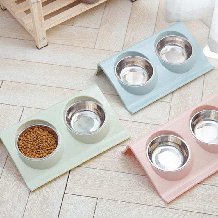 ペットボウル ダブルボウル 犬用 猫用 ペット食器 給水器 給餌器 ペット用 ブランド雑貨総合 洗える 斜め 食器 取り外し お水入れ 送料無料 食べやすい 餌入れ