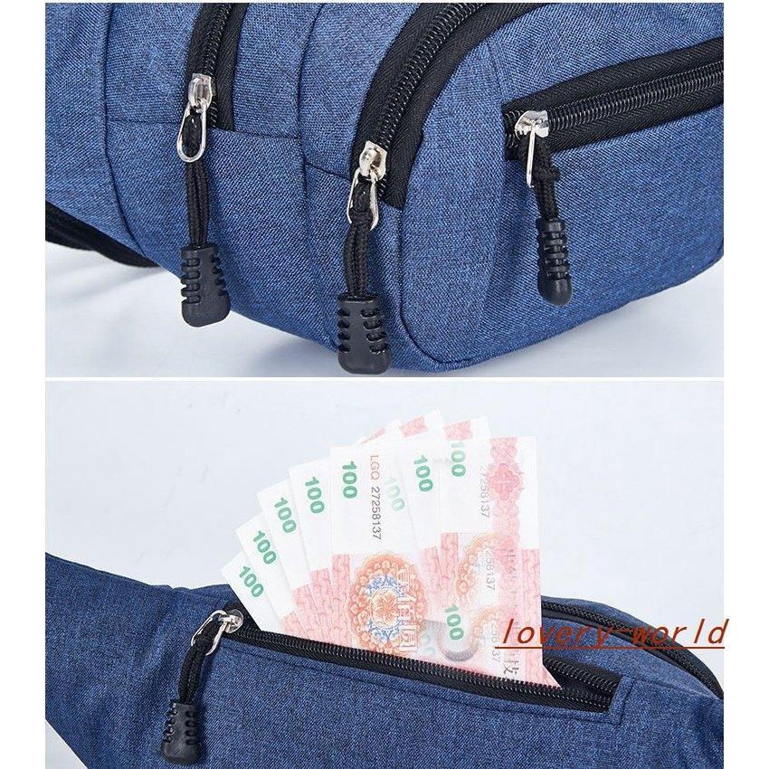 ウエストポーチウエストバッグバックミニバックダブルファスナー仕事用アウトドアスポーツ多機能斜めがけ無地メンズレディース