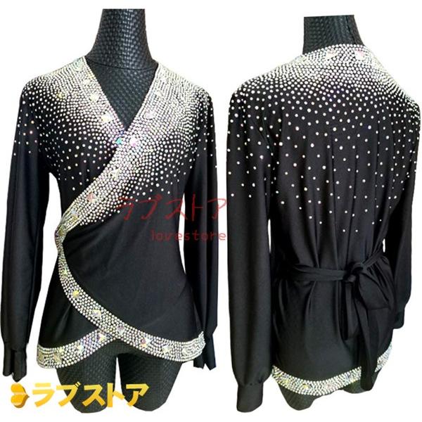 【新品 30%off 送料無料】 キラキラビジュー付き 男性用 ダンス衣装 ダンスウェア Tシャツ トップス Vネック サイズ指定 競技用 ラテンダンスシャツ ダンスウェア 【UOI6306354641】(23055円)