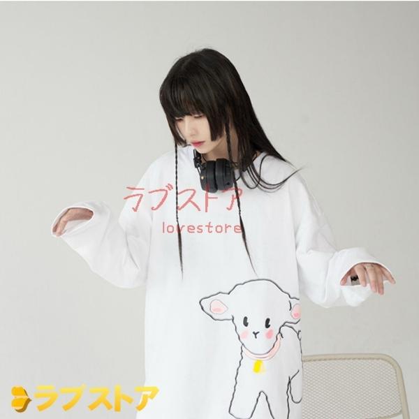 超格安価格 レディース 羊柄 長袖 パーカー シャツ かわいい ソフト ゆったり ストレッチ ラウンドネック 保温性 吸汗性 丈長め カジュアル 春秋 パーカー カラー ブラック Www We Job Com