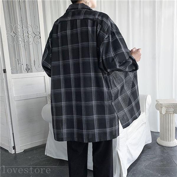 メンズシャツ チェックシャツ 長袖 かっこいい 春夏秋 ゆったり カーディガン 折りえり 速乾 汗染み防止 お肌に優しい 通気 韓国風 激安正規品
