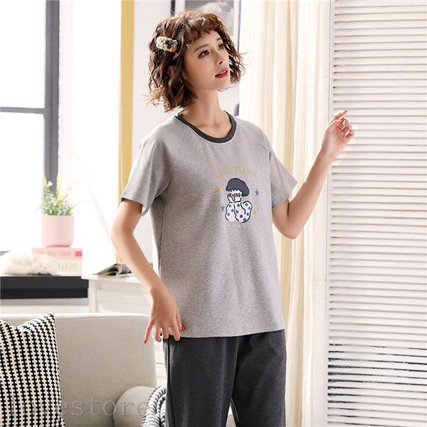 経典ブランド レディースパジャマ 綿100 夏用パジャマ ルームウェア 上下2点セット 半袖 長ズボン 柔らかい 吸汗 通気性 着心地の良い 寝間着 Ford Tools Co Za