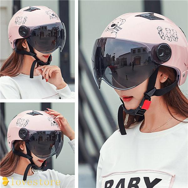 原付ヘルメット バイク 可愛い クリアシールド スモークシールド ハーフヘルメット 半帽 原付 耐摩耗性 日焼け避け 通気性 軽量 Wiixc3641cb ラブストア 通販 Yahoo ショッピング