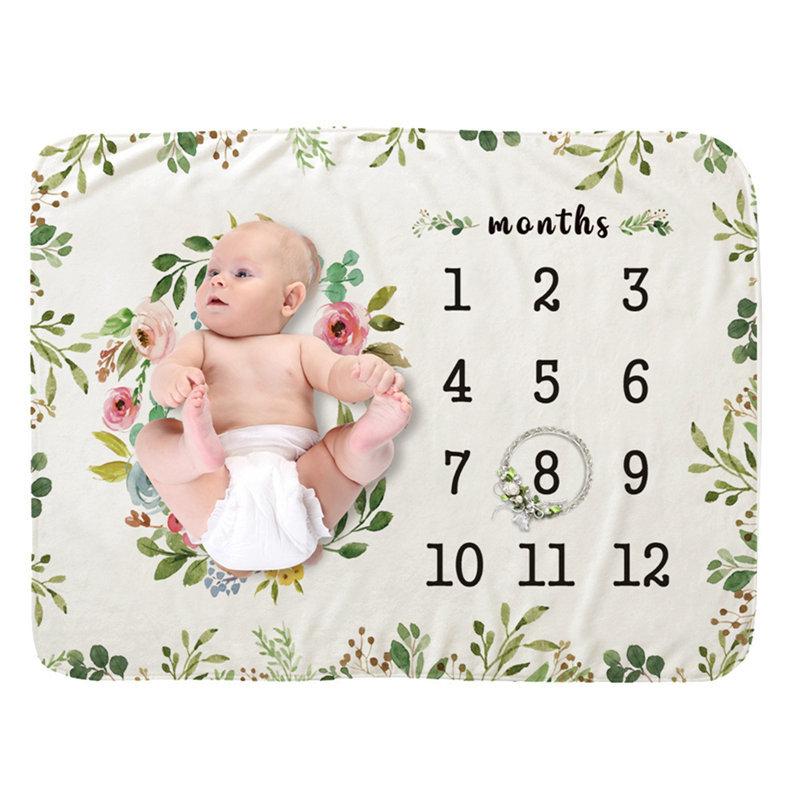 赤ちゃん 写真毛布 植物柄 動物柄 可愛い マイルストーン毛布 フランネル 新生児 百日記念日 毎月成長記録 小道具 背景布 写真撮影用 春新作の