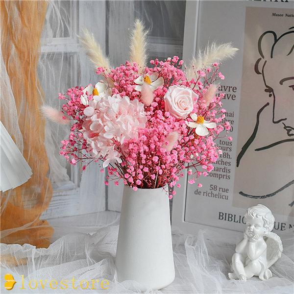 陶器付き ドライフラワー かすみ草 バラ プリザーブドフラワー 花束 リアル 世話いらず 装飾用 卓上 リビング 友達へサプライズ 新生活 人工観葉 フェイクグリーン 公式の店舗 Www Casascordeiro Com Br