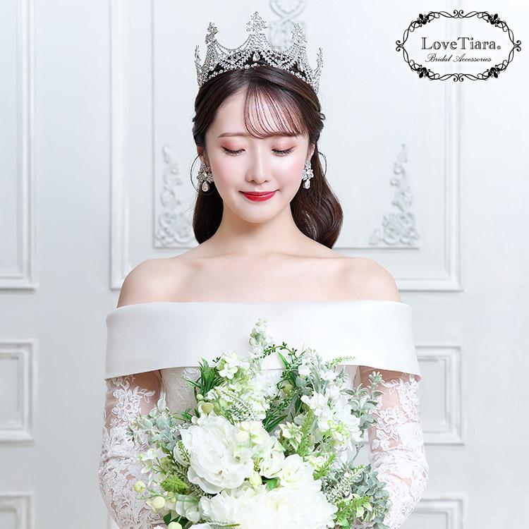 クラウンティアラ 花冠 ウェディング ウエディング ブライダル 結婚式 花嫁 王冠 シャンデリア クラウン ティアラ ＆イヤリング / ピアス セット |  | 02