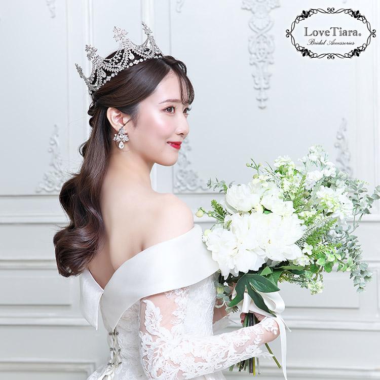 クラウンティアラ 花冠 ウェディング ウエディング ブライダル 結婚式 花嫁 王冠 シャンデリア クラウン ティアラ ＆イヤリング / ピアス セット |  | 07