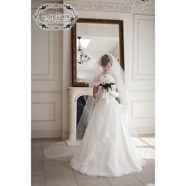 ウエディングベール4m ベールダウン可能 ウエディングベール 花嫁ベール 華やか キラキラ レース花