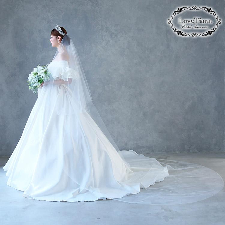 ウェディングベール　無地　ギャザーあり　ロング　80cm/250cm べール ウエディング 結婚式 ウェディング 無地 おしゃれ 人気 80 300