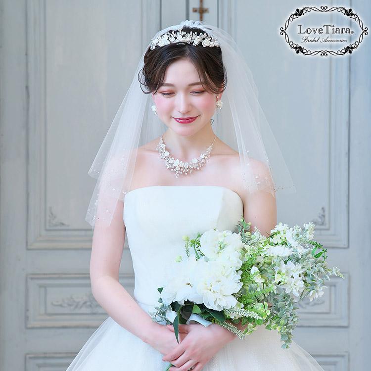 【みさページ】BENIRウェディングシューズ×Love Tiara ベール べール ウエディング 結婚式 ウェディング 無地 おしゃれ かわいい