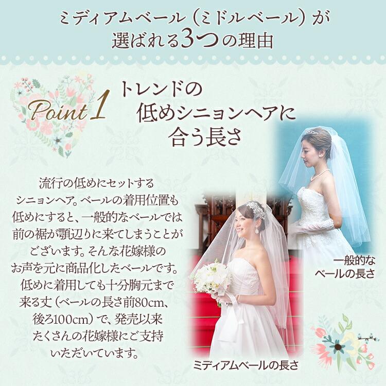 べール ウエディング 結婚式 ウェディング 無地 おしゃれ 人気 ロング ショート 80 100 短い 長い ヴェール 日本製 切りっぱなし ミディアム｜lovetiara-bridal｜03