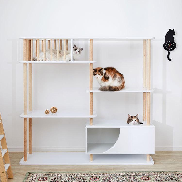 キャットタワー 幅157cm 猫 おしゃれ 国産 日本製 ペット用品 キャットハウス 遊び場 木製 ベッド シンプル ホワイト 猫家具 開梱設置無料 ロウヤ Lowya 1xw4q Lowya ロウヤ Yahoo ショッピング店 通販 Yahoo ショッピング