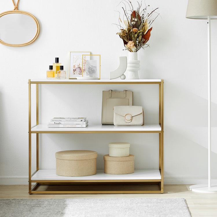 取付無料！ロウヤ 大理石風ホワイトマーブル×ゴールド 3段オープンラック✨ 取付無料！ロウヤ 大理石風ホワイトマーブル×ゴールド 3段オープン