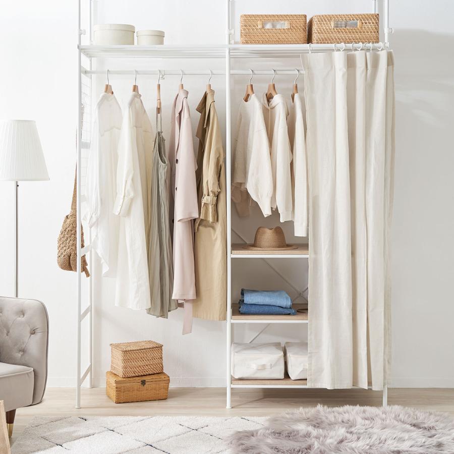 LOWYA ハンガーラック 突っ張り式 伸縮 衣類収納 レイアウト自由 大