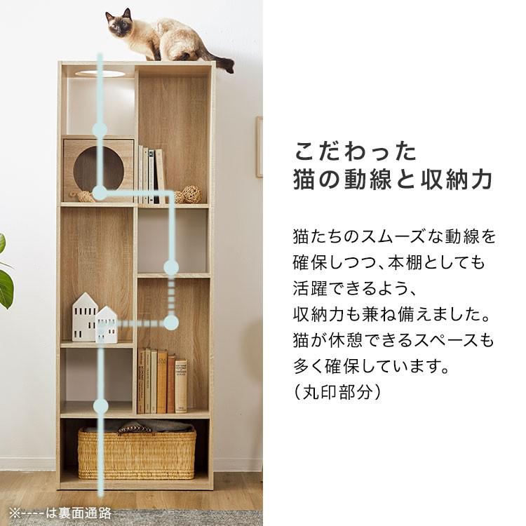 キャットタワー キャットウォーク 猫家具 本棚 収納 おしゃれ 60 ねこ ネコ 壁面収納 棚 スリム 省スペース 北欧風 ペット 教科書｜low-ya｜06