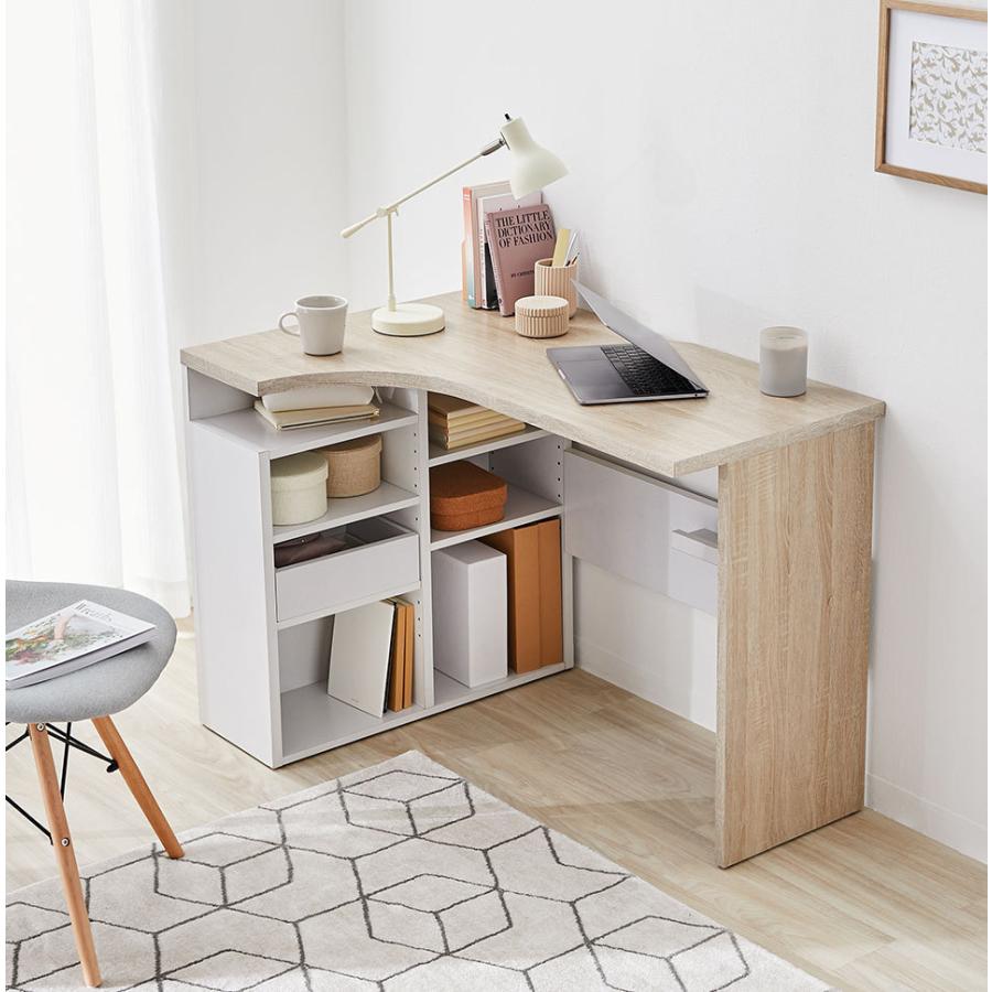 最大79 Offクーポン パソコンデスク 机 学習机 省スペース おしゃれ 収納付き 幅100cm L字 コーナーデスク Pcデスク ナチュラル 木目調 シンプル タップ収納 可動棚 ロウヤ Lowya Columbiatools Com